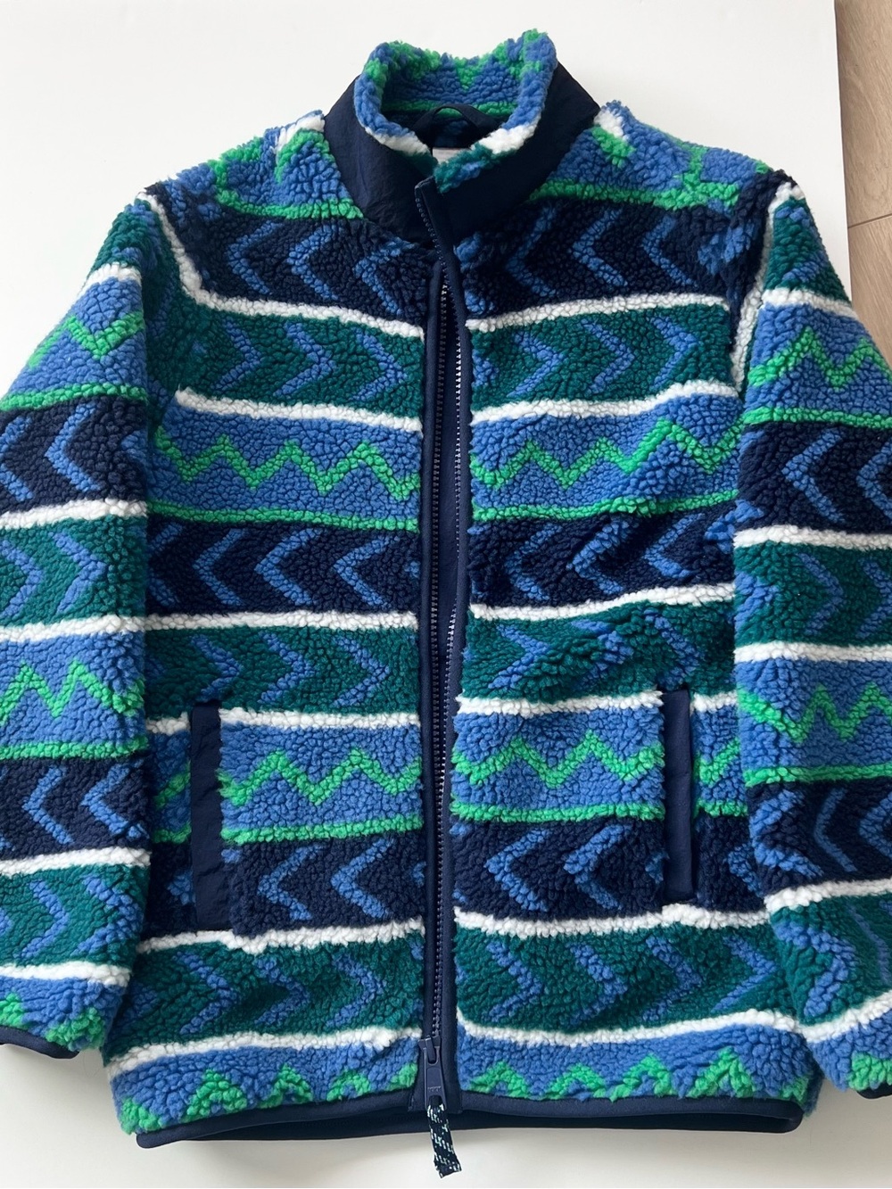Hanna Andersson Kids Jacquard Faux Shearling Jacket Size 130 cm